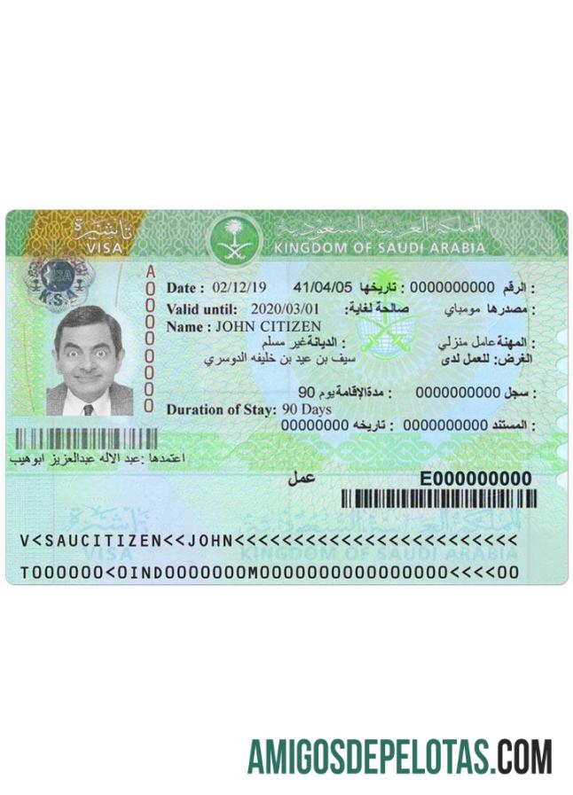 Visto para ARÁBIA SAUDITA exemplo real